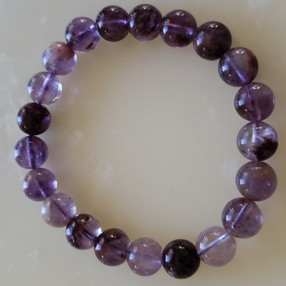Natural Purple Phantom 9mm Clear Quartz Purple Phantom crystal beads bracelet - Picture 3 of 4